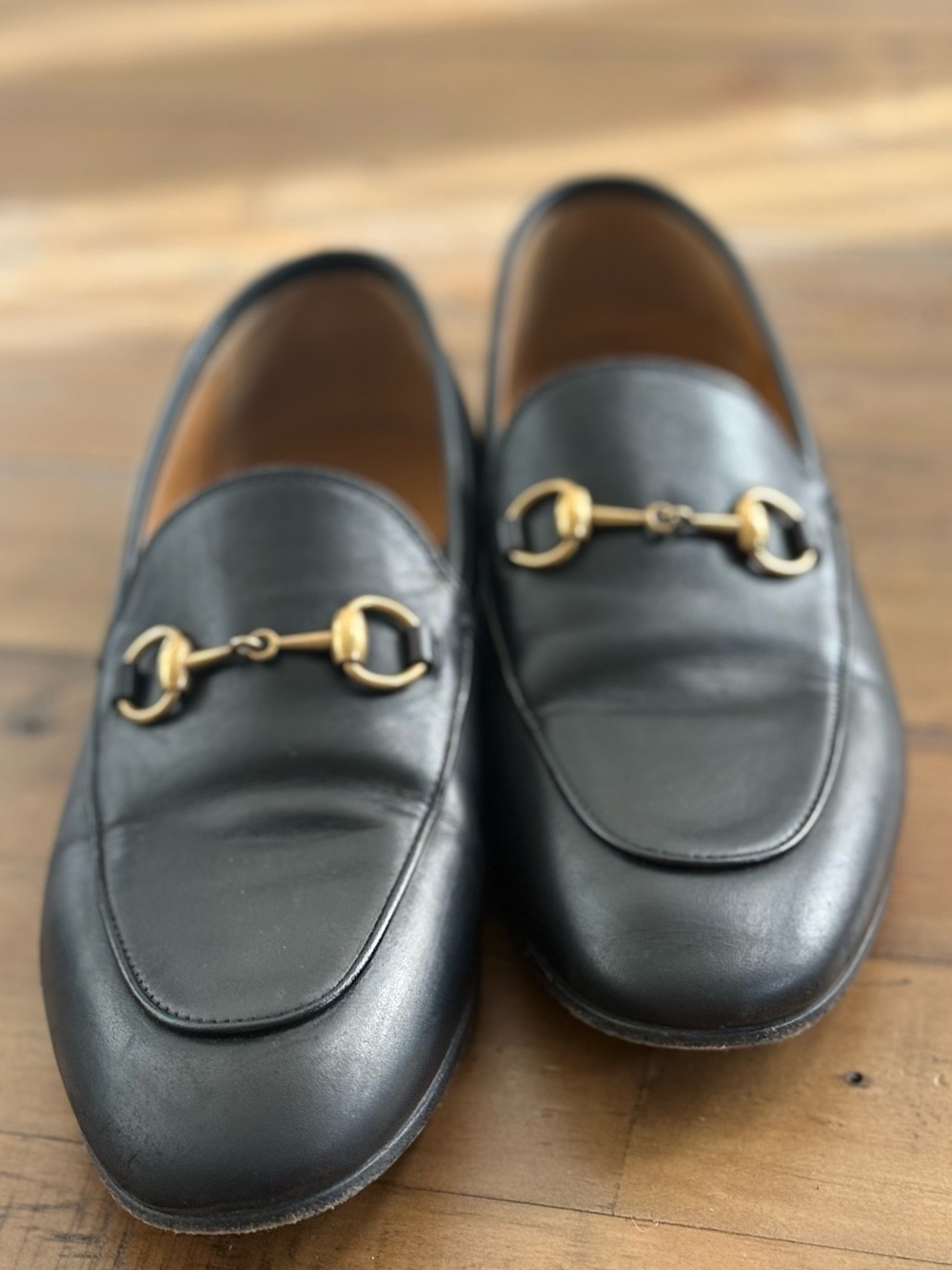 Gucci Jordaan Black Leather Women’s Horsebit Loafers